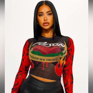 Fashion Nova Poison Mesh Top